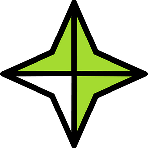 Lime Four-pointed star fractions 3:4