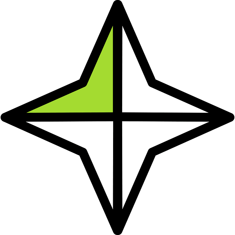 Lime Four-pointed star fractions 1:4