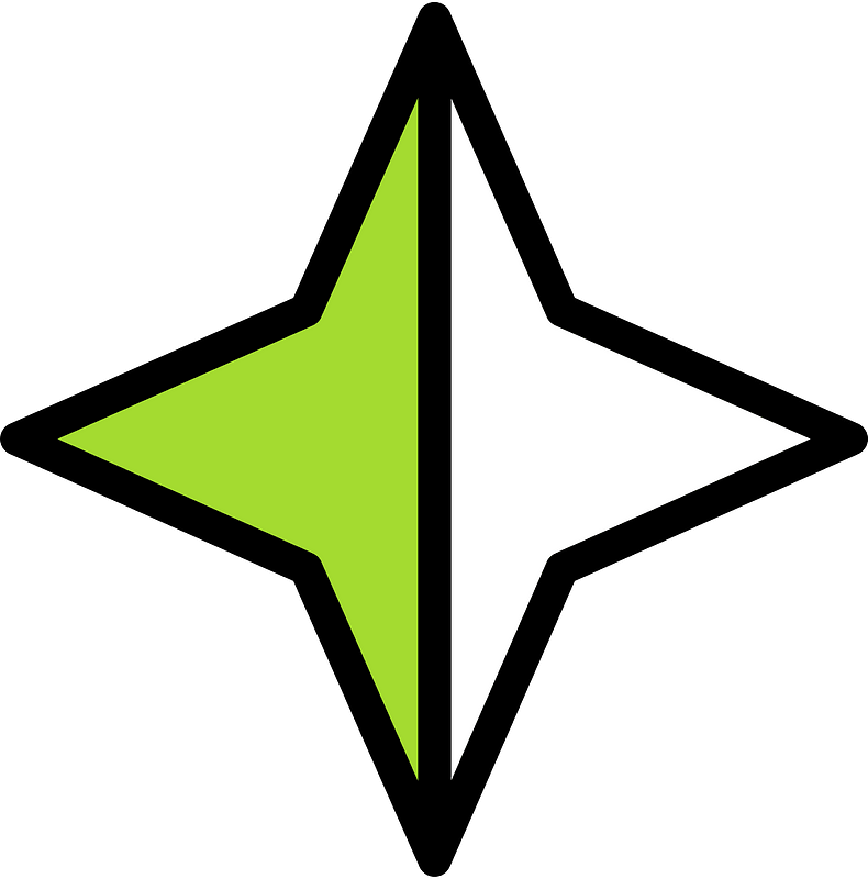 Lime Four-pointed star fractions 1:2