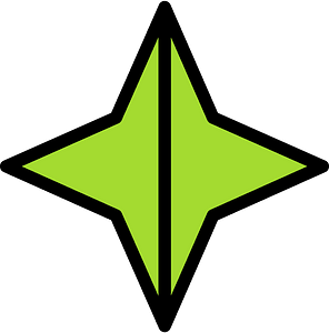 Lime Four-pointed star fractions 2:2