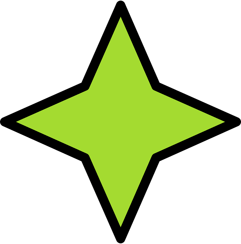 Lime Four-pointed star fractions 1:1