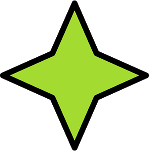 Lime Four-pointed star fractions 1:1
