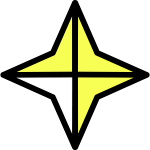 Yellow Four-pointed star fractions 3:4