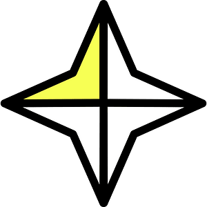 Yellow Four-pointed star fractions 1:4