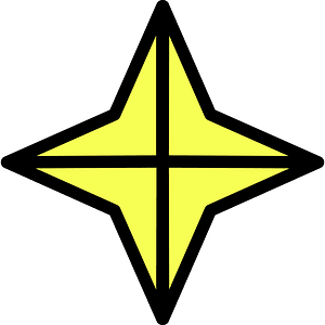 Yellow Four-pointed star fractions 4:4