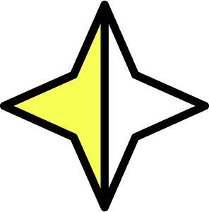Yellow Four-pointed star fractions 1:2