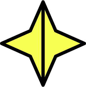 Yellow Four-pointed star fractions 2:2