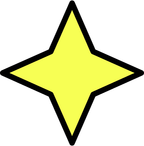 Yellow Four-pointed star fractions 1:1