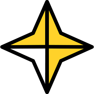 Yellow-Amber Four-pointed star fractions 3:4