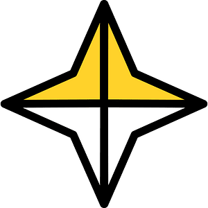 Yellow-Amber Four-pointed star fractions 2:4