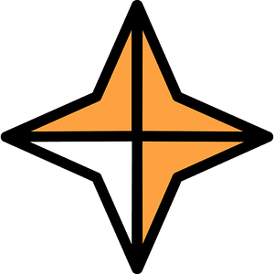 Orange Four-pointed star fractions 3:4