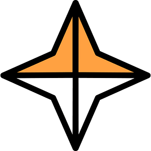 Orange Four-pointed star fractions 2:4