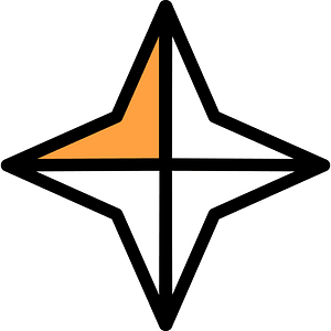 Orange Four-pointed star fractions 1:4
