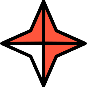 Vermilion Four-pointed star fractions 3:4