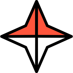 Vermilion Four-pointed star fractions 2:4
