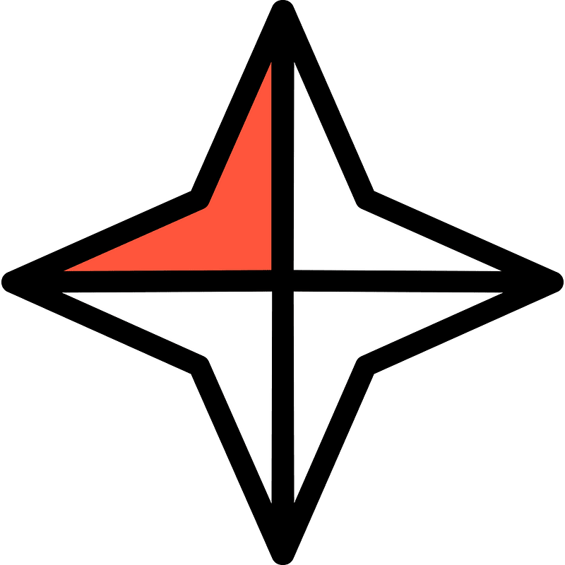 Vermilion Four-pointed star fractions 1:4