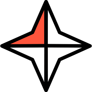 Vermilion Four-pointed star fractions 1:4