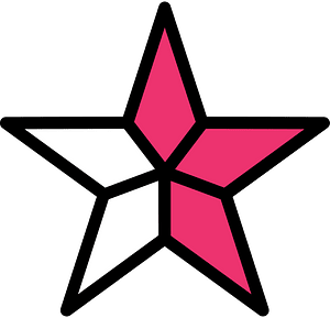 Pink Five-pointed Star Fractions 1:5