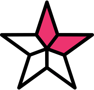 Pink Five-pointed Star Fractions 2:5