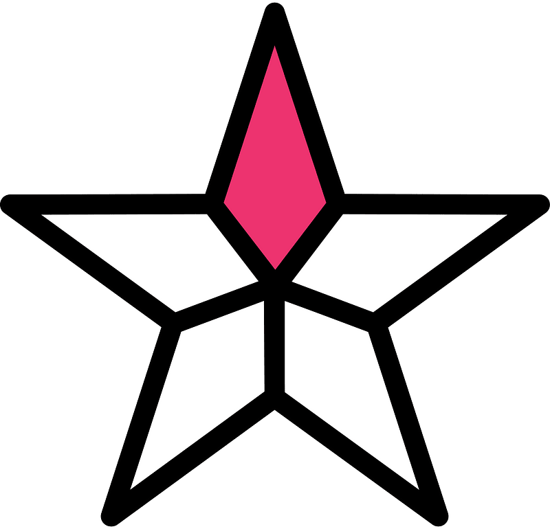 Pink Five-pointed Star Fractions 3:5