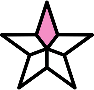 Purple Five-pointed Star Fractions 3:5