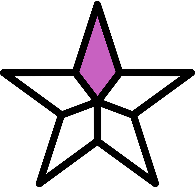 Magenta Five-pointed Star Fractions 3:5
