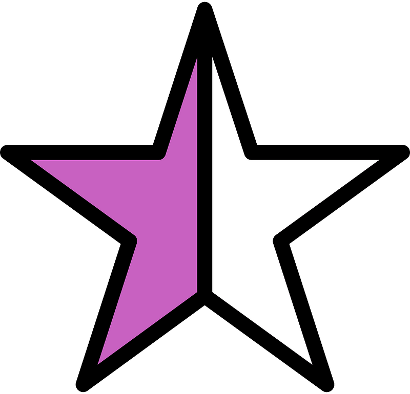 Magenta Five-pointed Star Fractions 1:2