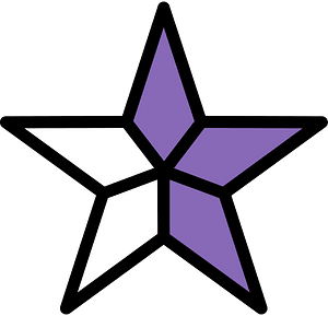 Violet Five-pointed Star Fractions 1:5
