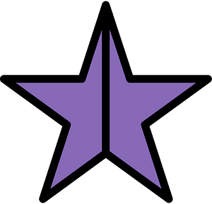 Violet Five-pointed Star Fractions 2:2