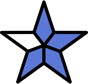 Ultramarine Five-pointed Star Fractions 7:5