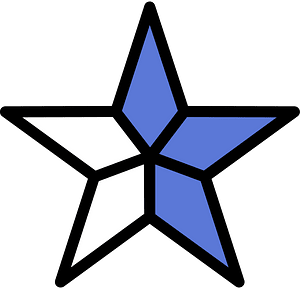 Ultramarine Five-pointed Star Fractions 1:5