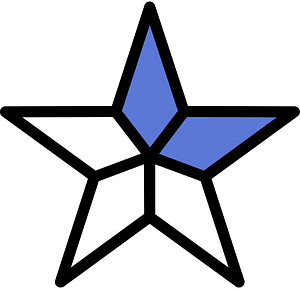 Ultramarine Five-pointed Star Fractions 2:5