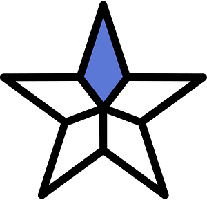 Ultramarine Five-pointed Star Fractions 3:5