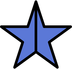 Ultramarine Five-pointed Star Fractions 2:2