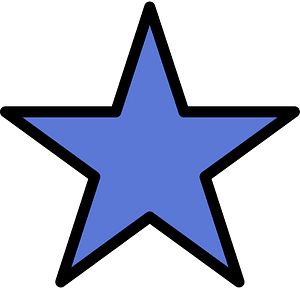 Ultramarine Five-pointed Star Fractions 1:1