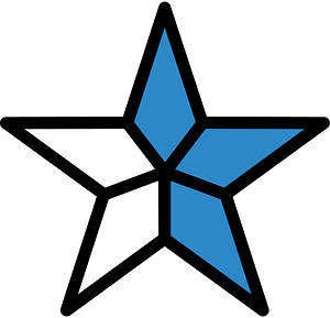 Blue Five-pointed Star Fractions 1:5