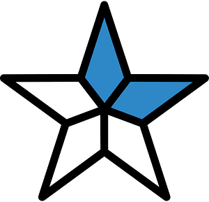Blue Five-pointed Star Fractions 2:5