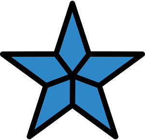 Blue Five-pointed Star Fractions 4:5