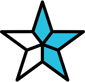 Cerulean-Blue Five-pointed Star Fractions 1:5