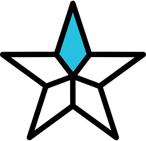Cerulean-Blue Five-pointed Star Fractions 3:5