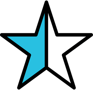 Cerulean-Blue Five-pointed Star Fractions 1:2
