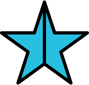 Cerulean-Blue Five-pointed Star Fractions 2:2