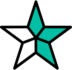 Teal-Green Five-pointed Star Fractions 1:5