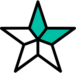 Teal-Green Five-pointed Star Fractions 2:5