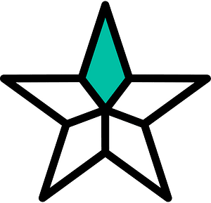 Teal-Green Five-pointed Star Fractions 3:5