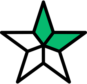 Green Five-pointed Star Fractions 2:5