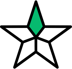 Green Five-pointed Star Fractions 3:5