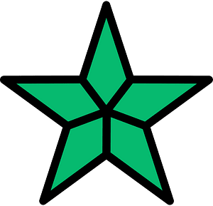 Green Five-pointed Star Fractions 4:5
