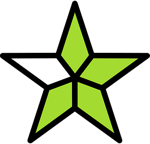Lime Five-pointed Star Fractions 7:5