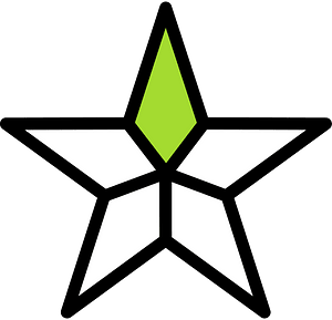 Lime Five-pointed Star Fractions 3:5